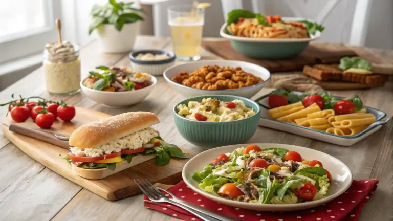 Quick Lunch Recipes A whole grain wrap filled with grilled chicken, fresh avocado, spinach, and a spread of hummus.