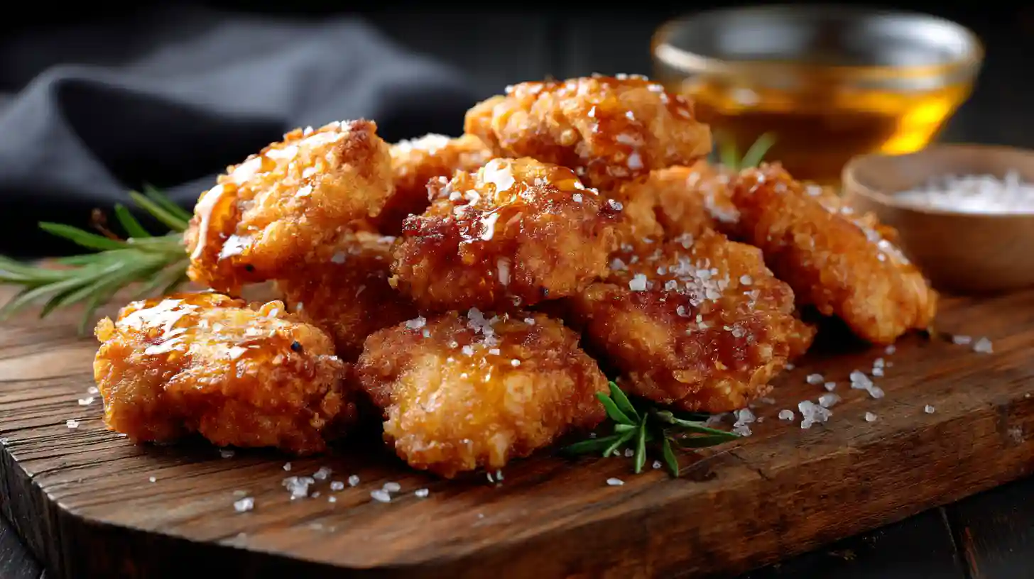 Crispy golden chicken wings baked in the oven, served with dipping sauces
