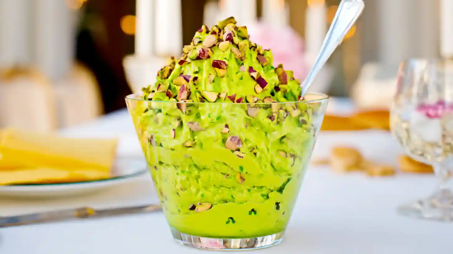 Creamy green pistachio spread in a jar pistachio cream recipe
