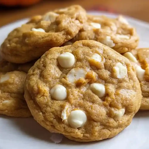 Soft Chewy Pumpkin White Chocolate Chip Cookies Stack