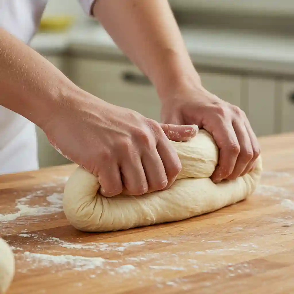 Hands Kneading Smooth Elastic Bread Dough