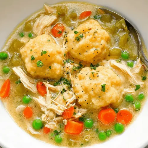 Ultimate Chicken and Dumplings Overhead shot of a hearty Crockpot Chicken Recipe