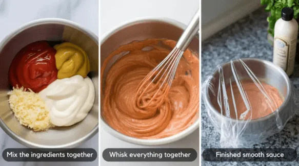 Mix – Combine mayo, horseradish, ketchup, lemon juice, and spices in a bowl.Chill – Let it sit in the fridge for at least 1 hour to blend the flavors.Taste – Serve it with onion rings, fries, or your favorite snacks.