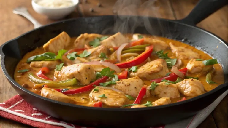 "Texas Roadhouse butter chicken skillet with golden chicken bites in buttery spiced sauce, topped with fresh cilantro."