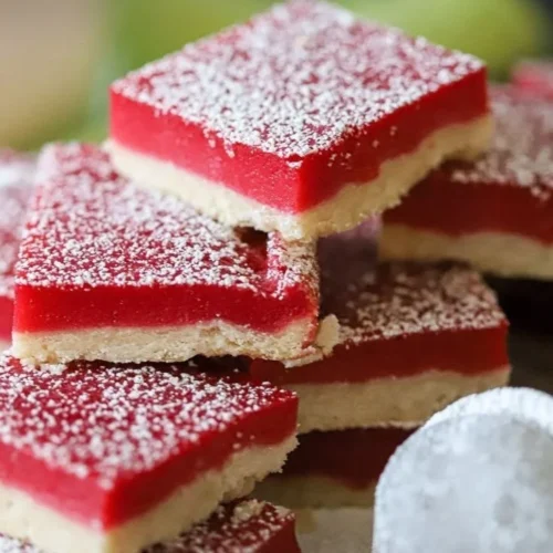 Homemade cranberry lemon bars with a citrusy glaze on a white plate