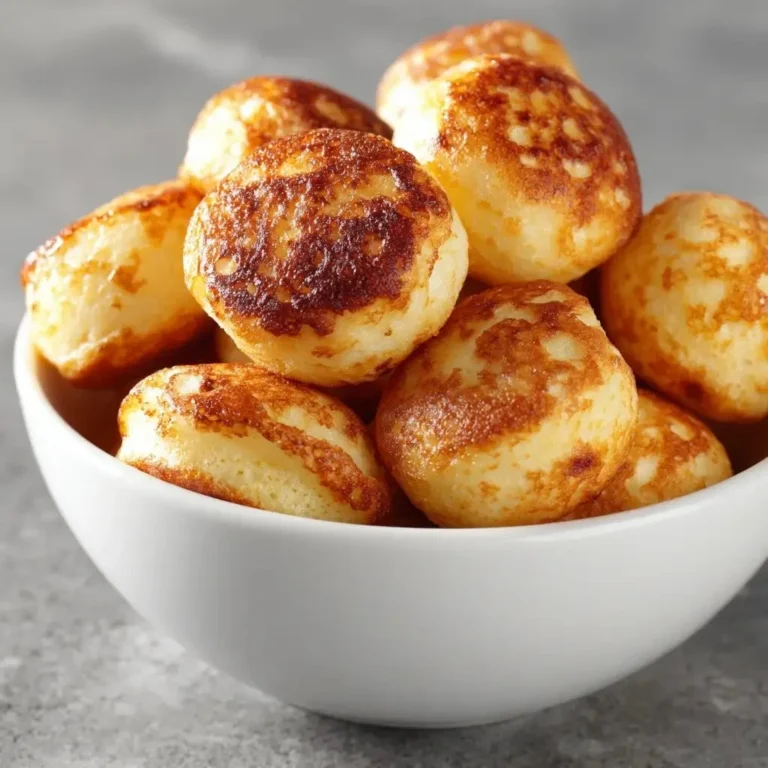 Delicious breakfast pancake poppers served on a plate with syrup