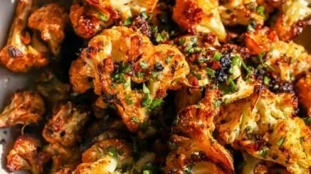 Garlic-Parmesan Roasted Cauliflower served as a delicious side dish