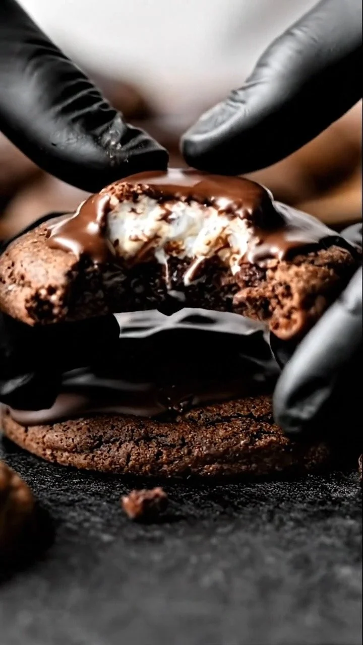 Delicious hot cocoa cookies topped with chocolate chips and marshmallows.