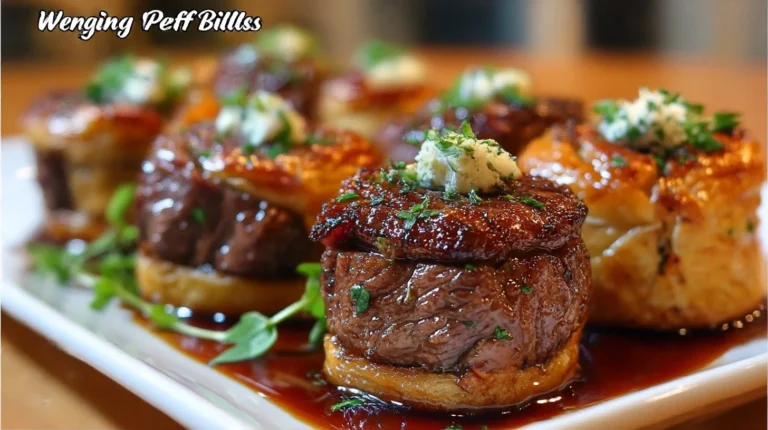 Mini Beef Wellington Bites served on a platter, perfect for appetizers.