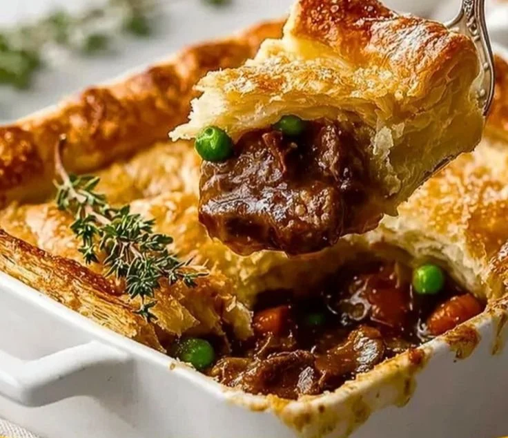Delicious Beef Pot Pie with flaky crust and hearty filling