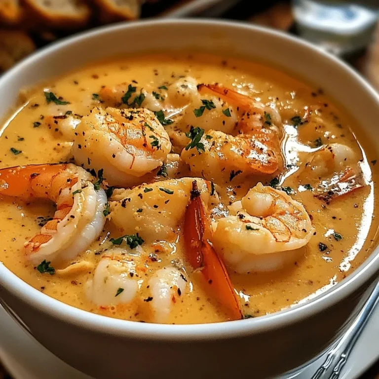 Delicious bowl of crab and shrimp seafood bisque topped with herbs