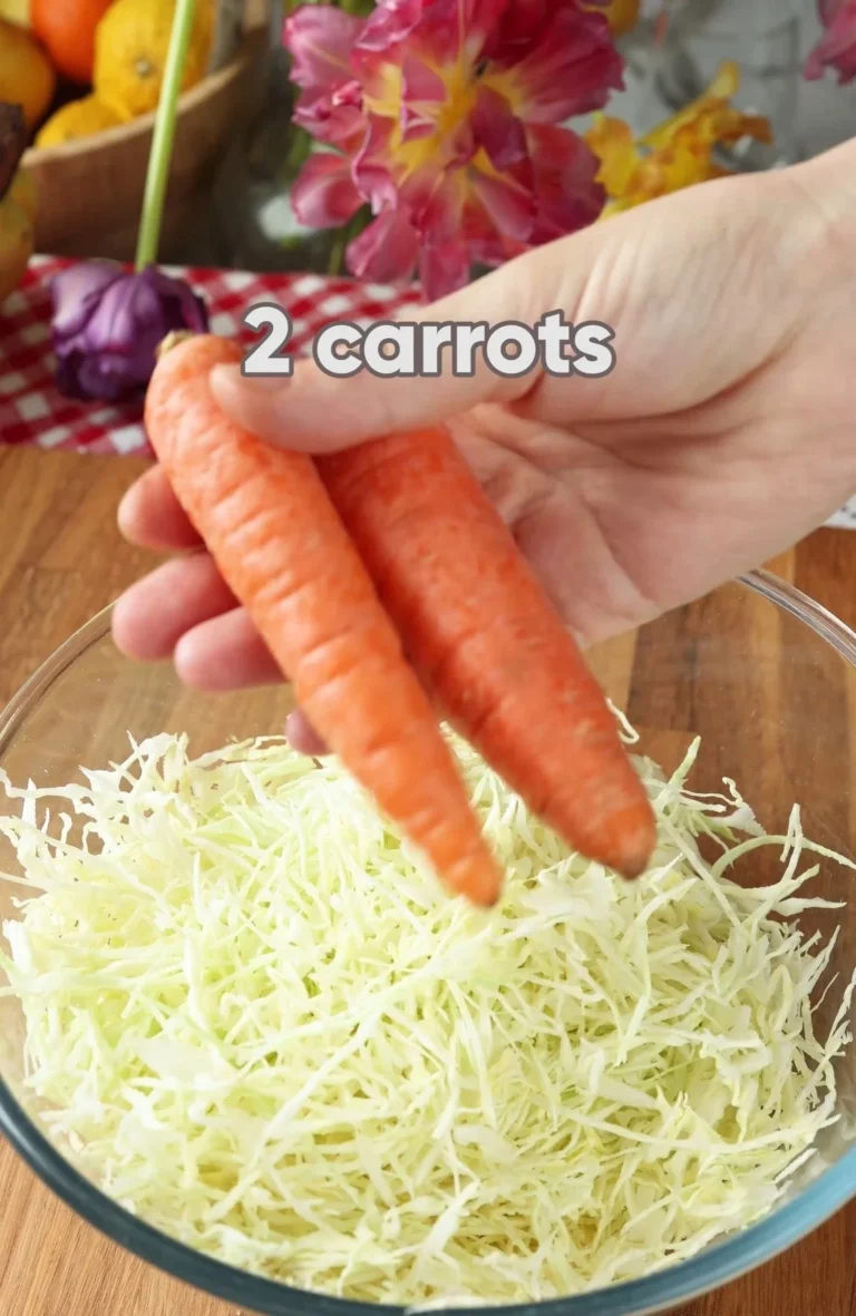 Fresh and crunchy cabbage salad with colorful vegetables