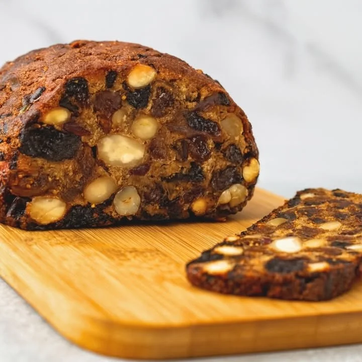 Delicious no sugar, no flour fruit loaf made with healthy ingredients