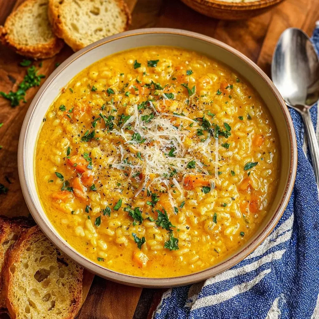 Bowl of Italian Penicillin Soup garnished with herbs and vegetables
