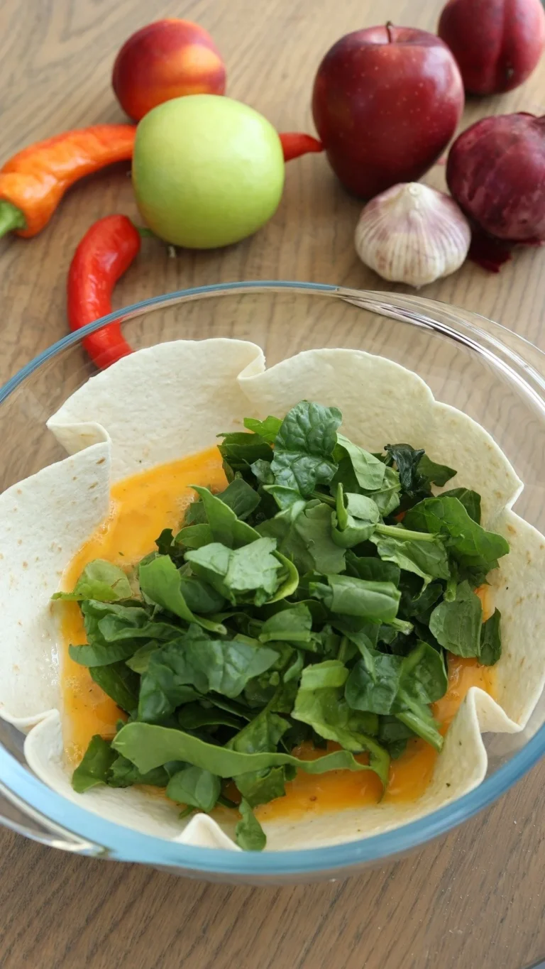 Spinach & Feta Egg Wrap on a plate garnished with herbs