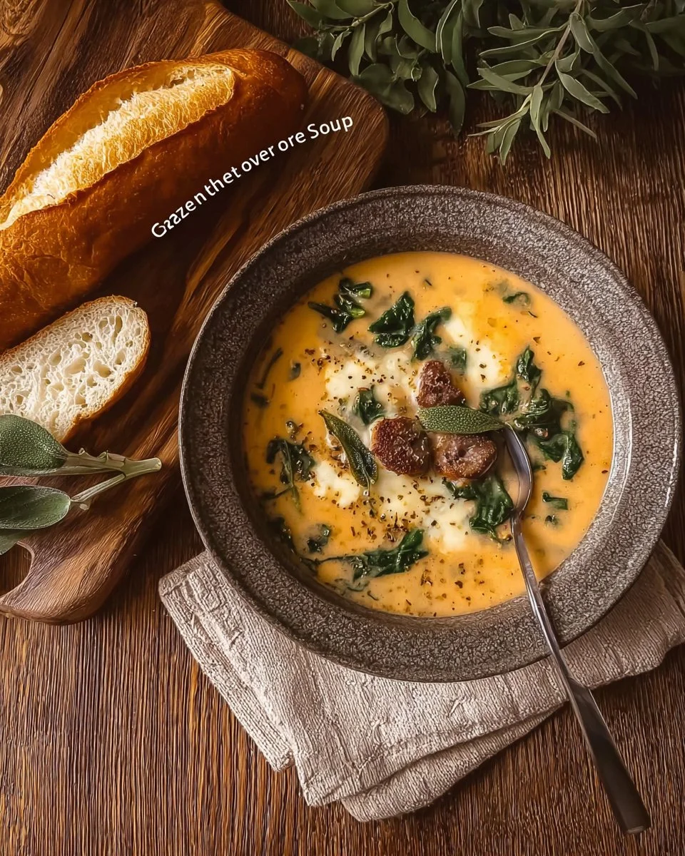 Bowl of flavorful Tuscan Soup filled with vegetables and herbs
