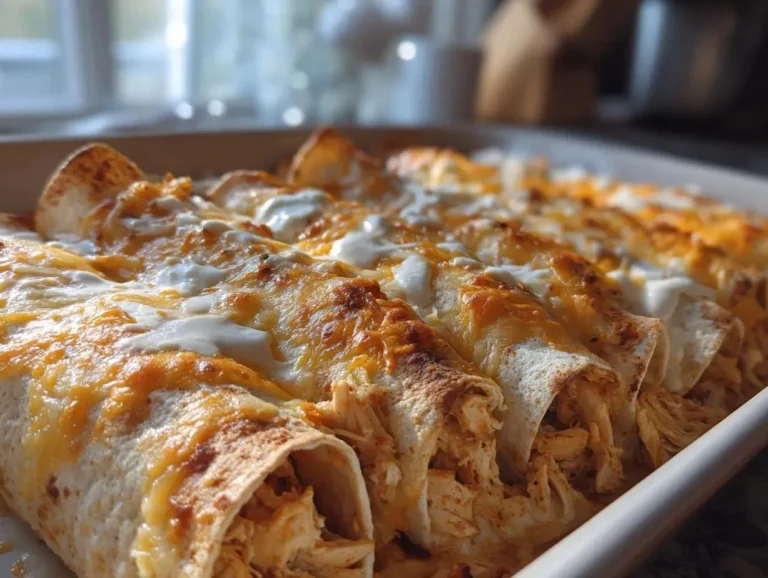 38g Protein Chicken Enchiladas with Dreamy White Sauce ready to serve.