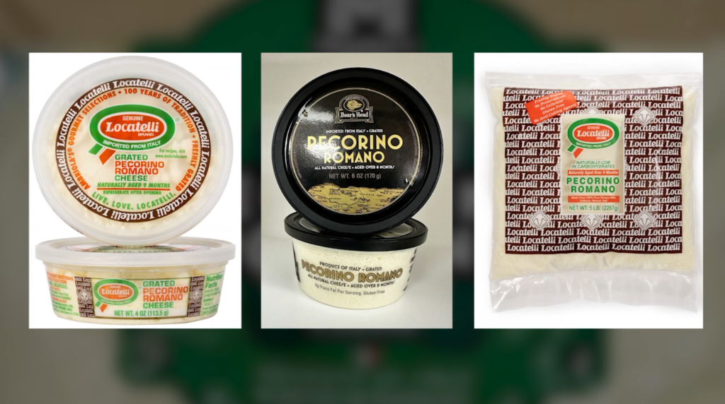 Cheese recall warning sign with contamination alert