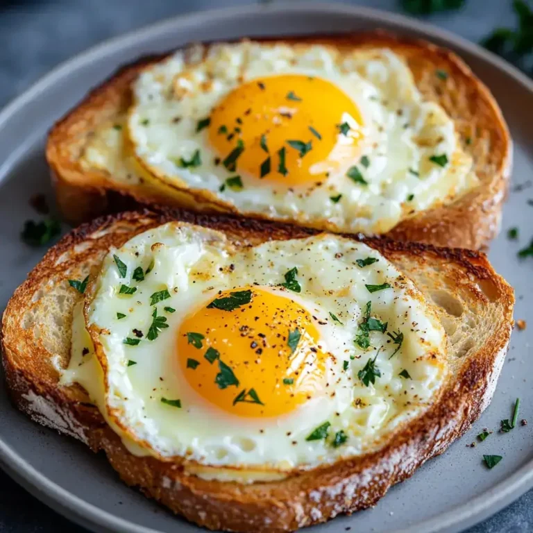 Air Fryer Egg and Cheese Toast served on a white plate