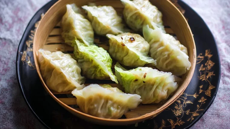 Delicious cabbage pork dumplings served in a bowl