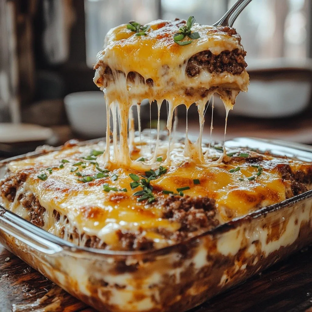 Delicious Cattle Drive Casserole with beef, vegetables, and cheese