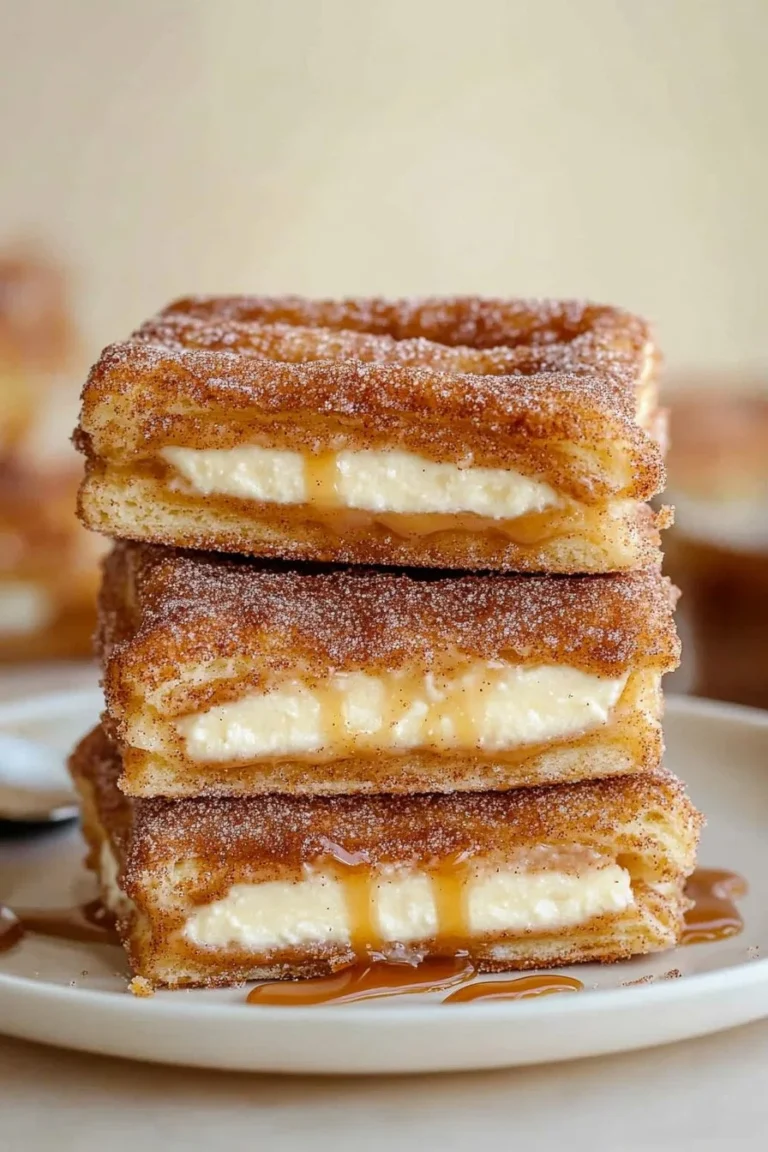 Delicious Churro Cheesecake topped with cinnamon and sugar for a sweet treat.