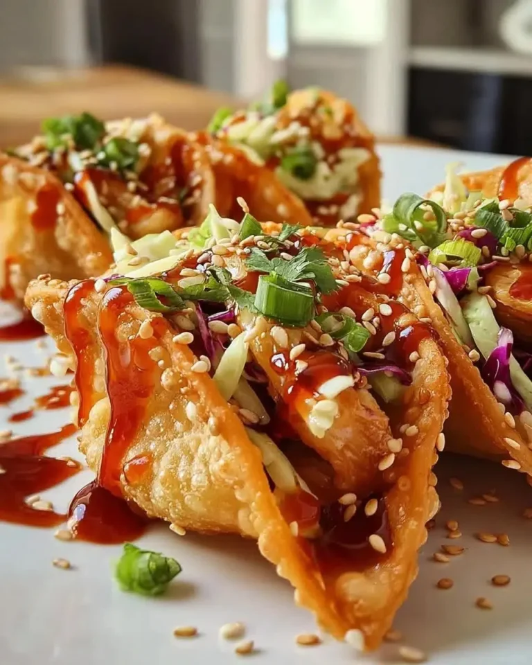 Crispy Chicken Wonton Tacos served with fresh toppings and dipping sauce