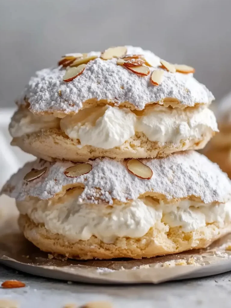 Delicious Almond Dacquoise with creamy cloud layers ready to delight your taste buds