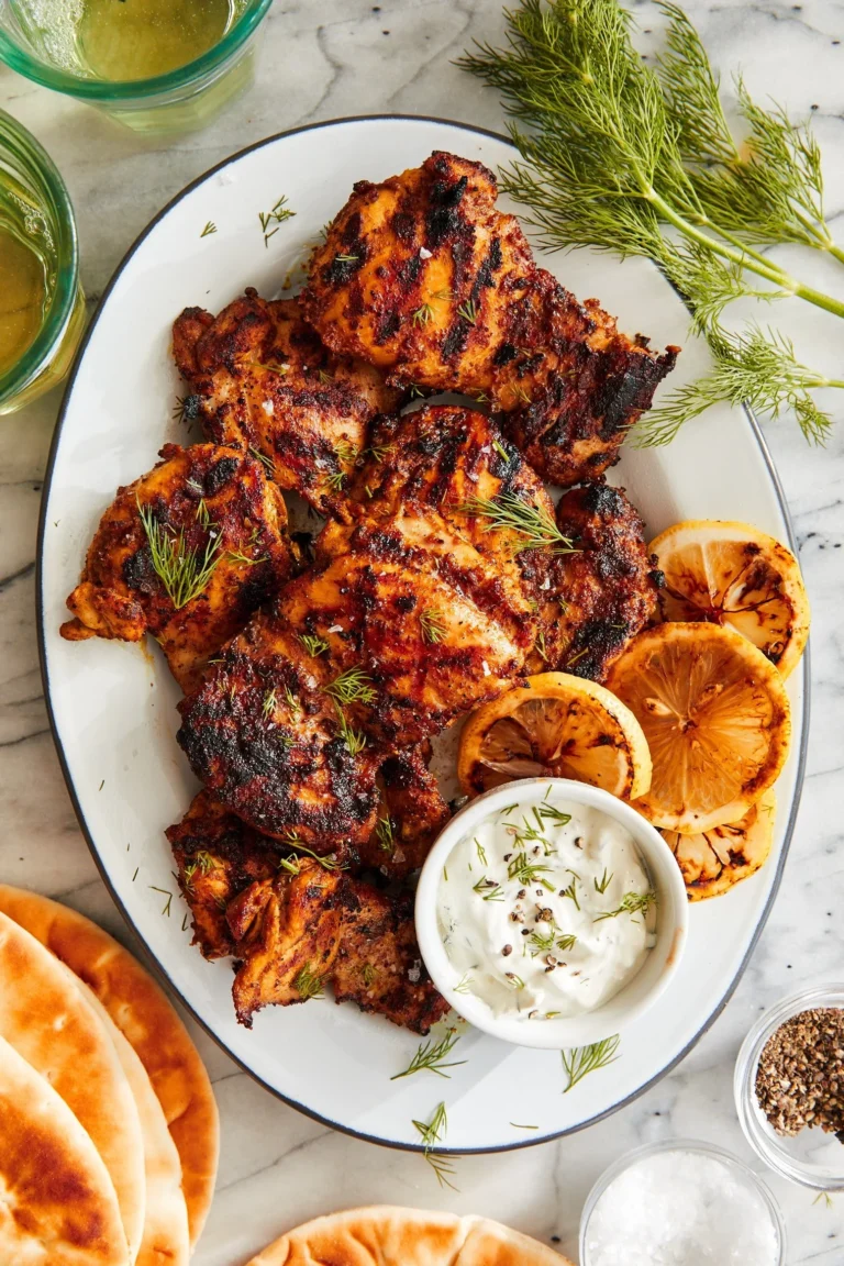 Easy homemade chicken shawarma served on a plate with fresh vegetables