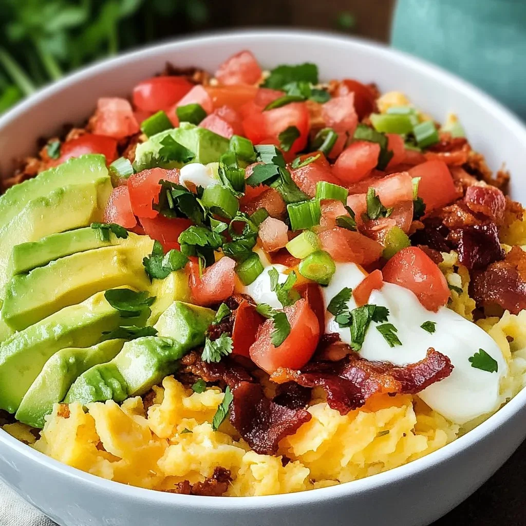 High protein breakfast bowls with ingredients like eggs, quinoa, and fruits.