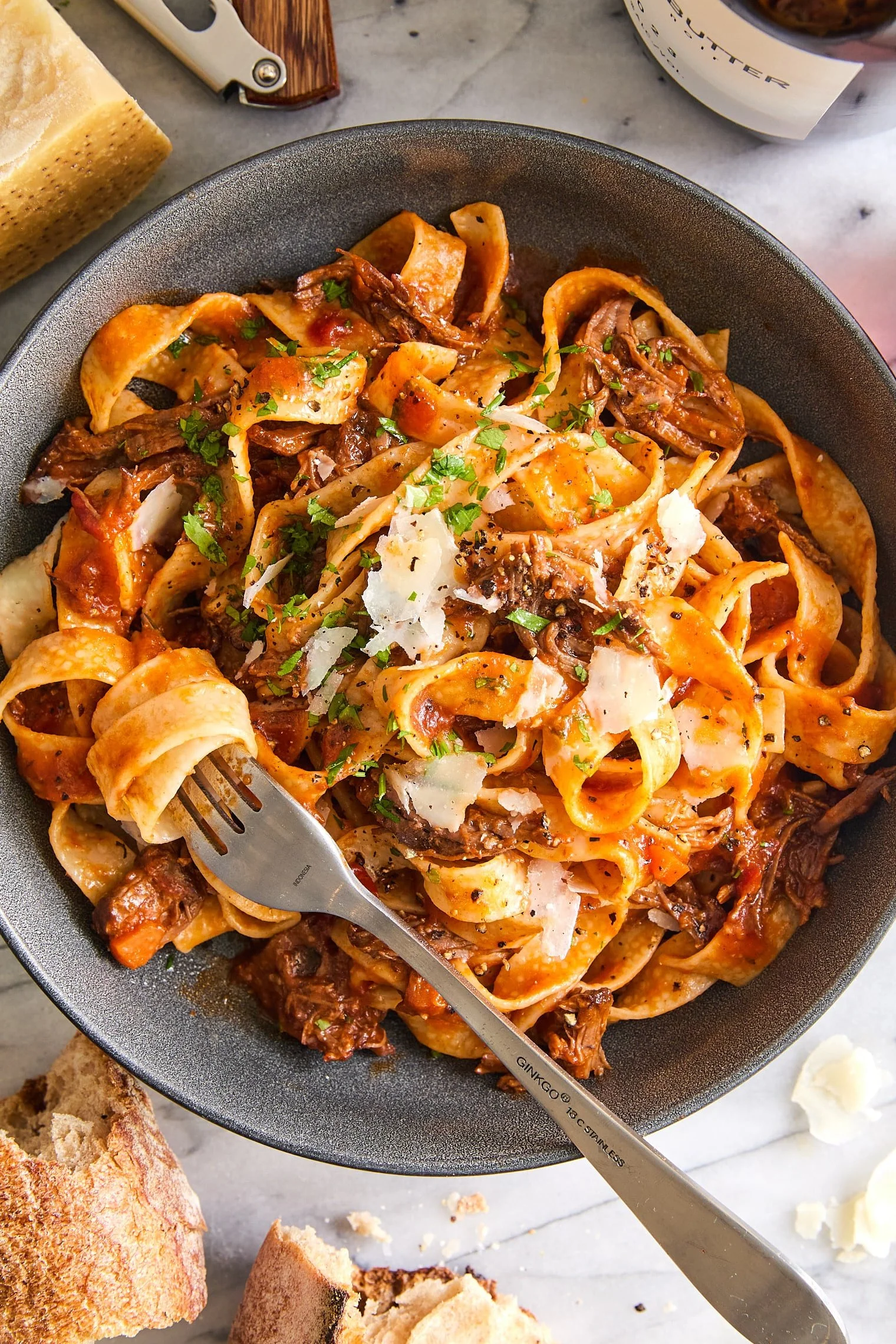 Delicious Instant Pot Ragu served with pasta