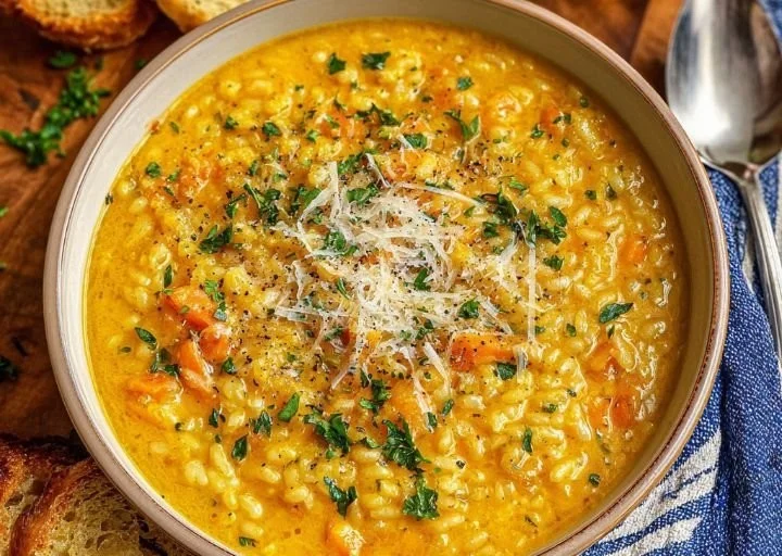 A bowl of hearty Italian Penicillin Soup made with fresh ingredients.