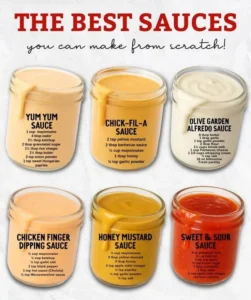 Variety of homemade sauce recipes for tasty dishes and creative cooking