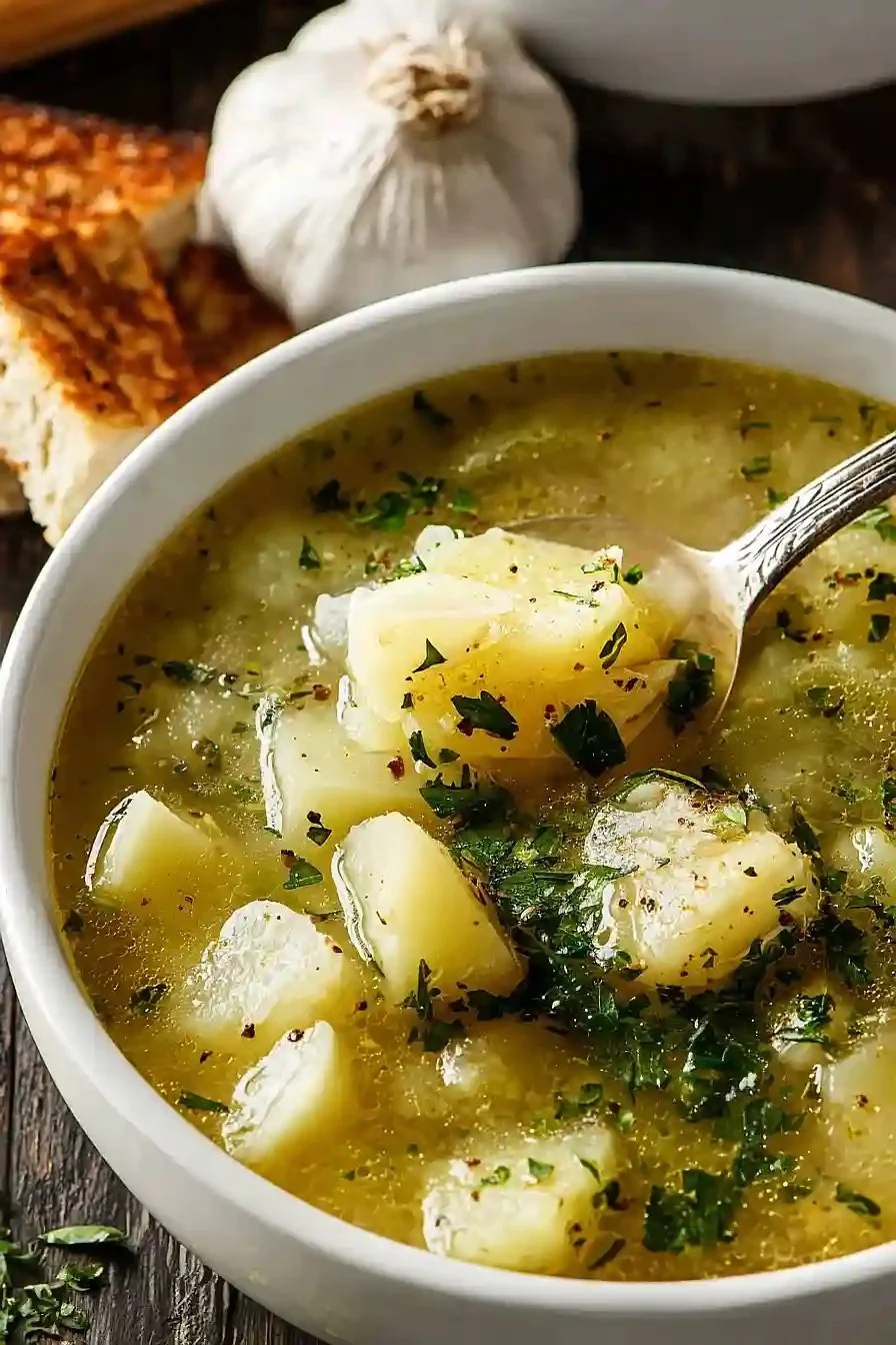 Soothing Garlic Potato Soup - the ultimate hangover cure