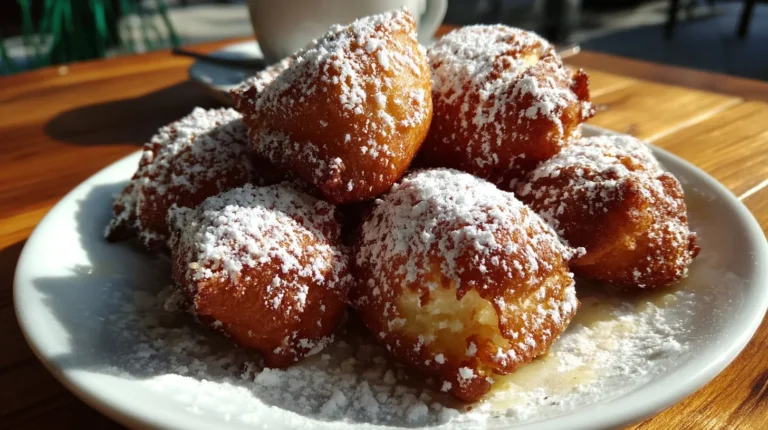 Delicious Vanilla French Beignets dusted with powdered sugar