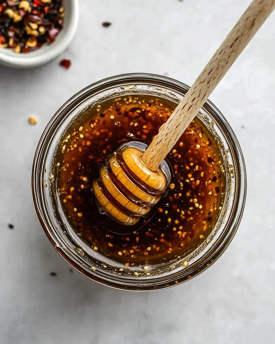 Easy hot honey recipe ingredients and finished product