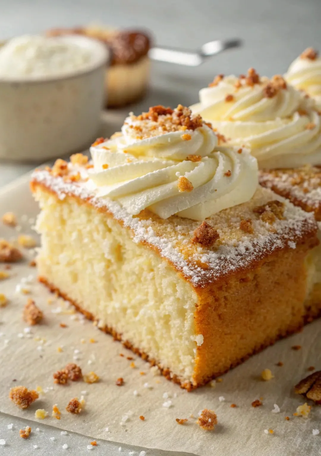 Deliciously moist butter cake, golden and tender, ready to be served